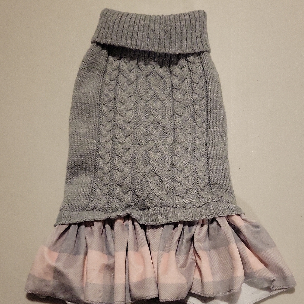 Dog Gray Cable Knit Sweater Dress.